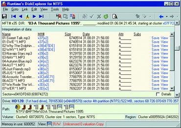 ���. B. ������� � Disk Explorer ��� NTFS.