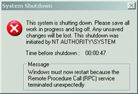 ���. 1. ������ �������� ������������ ����� ����� ����������� � ��������� �� dial-up ��������� � MS Windows XP SP1 �������� ����� W32.Blaster.Worm.