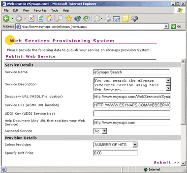 Figure 9 Specifying Service and Provision Details