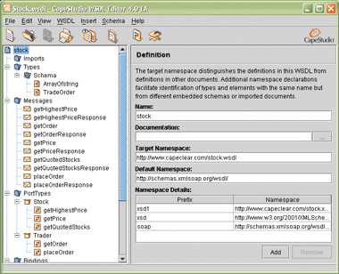 Figure 2 Cape Clear's WSDL Editor