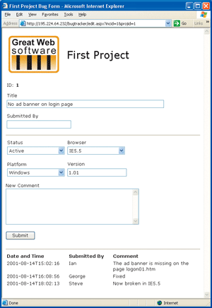 Figure 2 Bug Input Form
