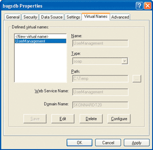 Figure 2 Adding a Virtual Name for SOAP