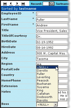 Figure 12 Reports to Column