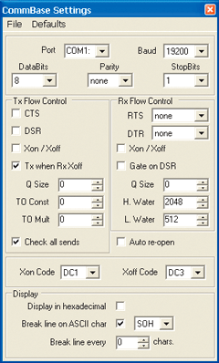 Figure 3 Comm Settings