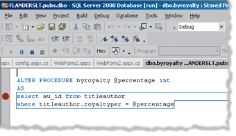 Figure 2 Stored Procedure Debugging