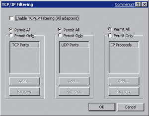 Figure 3 TCP/IP Filtering