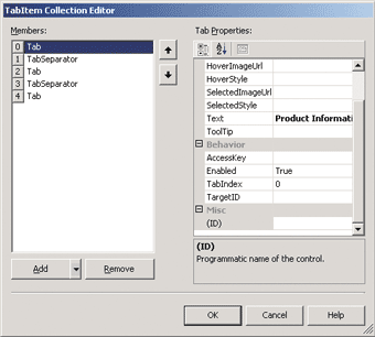 Figure 2 Modifying Tabs in TabStrip