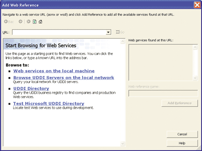 Figure 7 Start Browsing for Web Services