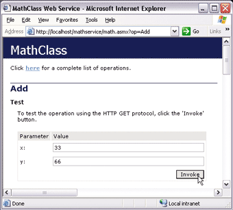 Figure 10 Testing the Web Service