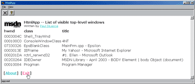 Figure 3 HtmlApp Displays HTML On the Fly