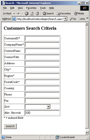 Figure 1 Search Criteria