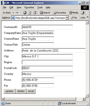 Figure 9 Web Forms Edit Page