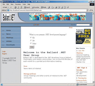 Figure 2 Community Web Site Example