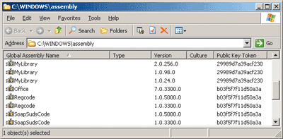 Figure 1 The Assembly Cache Viewer