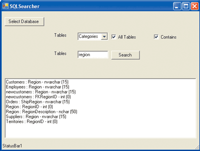 Figure 1 SQL Server Search Tool