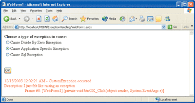 Figure 4 Application-specific Exception