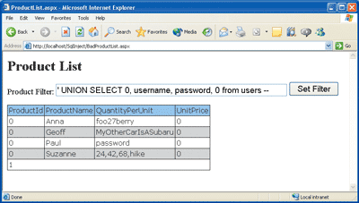 Figure 3 Querying the Users Table