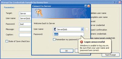 Figure 2 Prompt for Credentials Sample