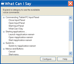 Figure 9 Available Voice Commands