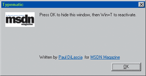 Figure 1 Typematic Initial Dialog