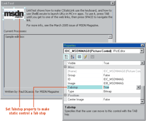 Figure 1 Making the Static Link a Tab Stop