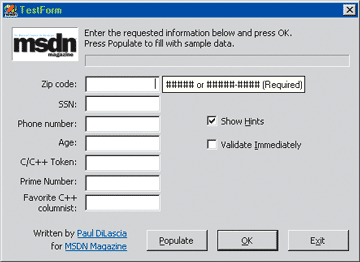 Figure 1 TestForm Tooltip Hints