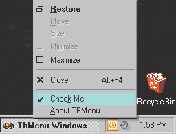 Figure 3 Task Bar Menu