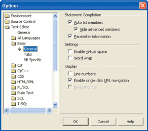 Figure 4 IntelliSense Options