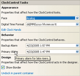Figure 16 ClockControl Smart Tag Pane