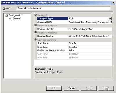 Figure 3 Configuring a Receive Port Location