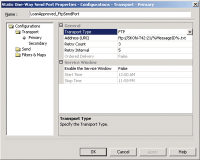 Figure 4 Configuring a Send Port