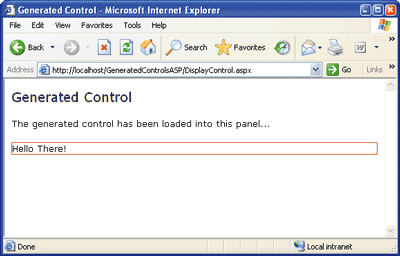 Figure 8 Generated Control Placed in a Web Page