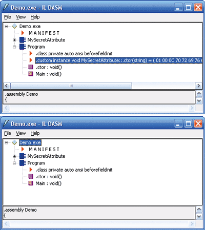 Figure 2 ILDASM of Debug and Release Builds 