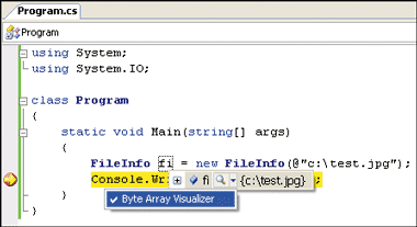 Figure 4 Selecting a Visualizer in Visual Studio