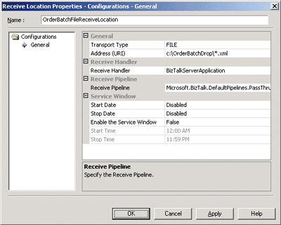Figure 1 Configuring a New Receive Location