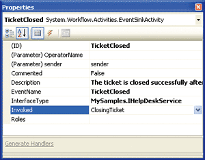 Figure 3 EventSink Properties