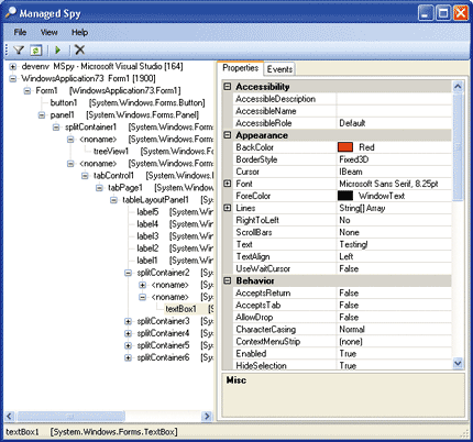 Figure 2 Debugging a Control in ManagedSpy