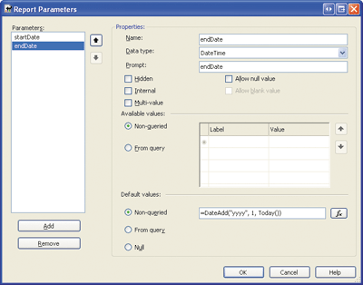 Figure 5 Report Parameters