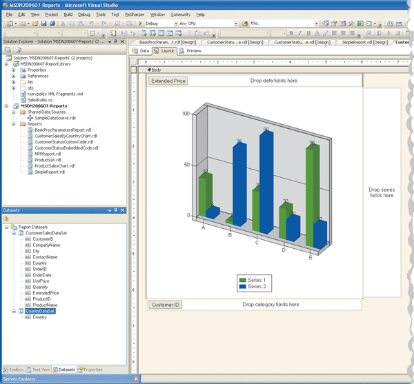 Figure 1 Creating a Chart with Drag and Drop Chart Controls