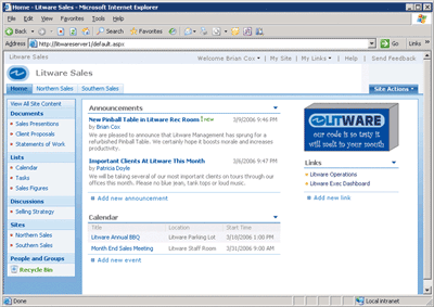 Figure 2 Standard Layout of Pages Defined by default.master