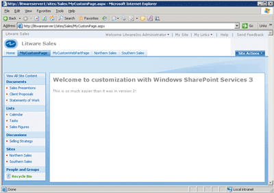 Figure 3 Custom Content Page from a Master Page