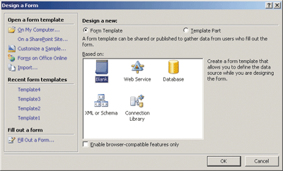 Figure 1 The Design a Form Dialog