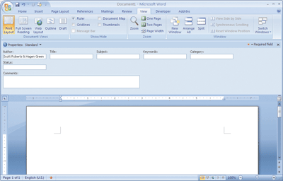 Figure 5 Word Document Information Panel and InfoPath Form