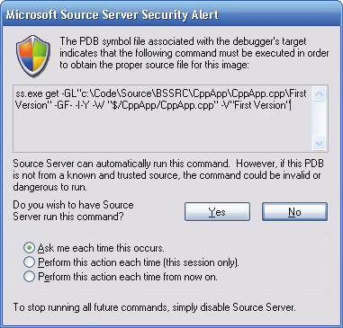 Figure 6 Turning Off the Security Alert