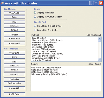 Figure 5 Using Predicts with Lists and Arrays