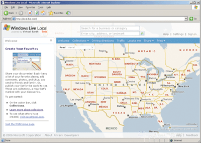 Figure 1 Windows Live Local Web Site