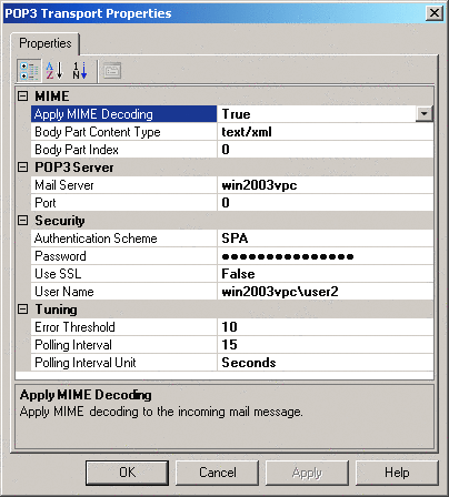 Figure 2 Configuration Settings for the POP3 Handler