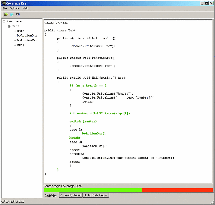 Figure 4 Code Coverage Data from CoverageEye