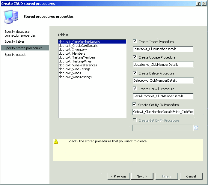 Figure 6 Generating Stored Procedures