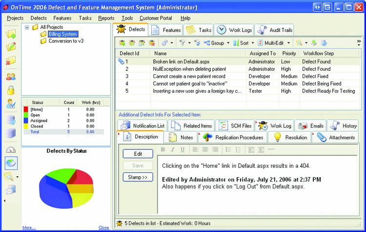 Tracking Defects with OnTime 2006 